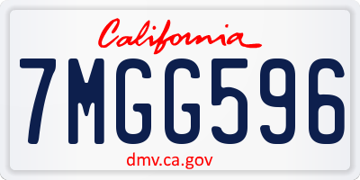 CA license plate 7MGG596