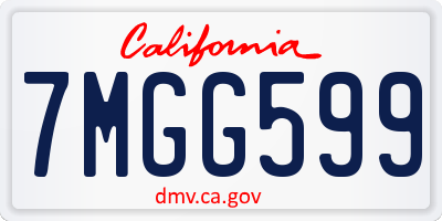 CA license plate 7MGG599