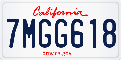 CA license plate 7MGG618