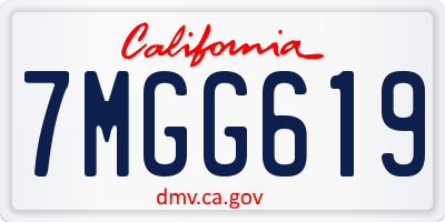 CA license plate 7MGG619