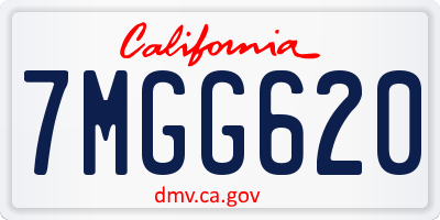CA license plate 7MGG620