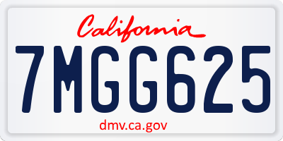 CA license plate 7MGG625