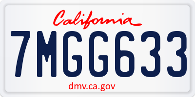 CA license plate 7MGG633