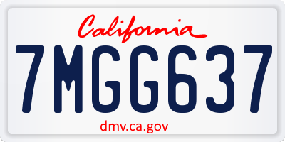 CA license plate 7MGG637