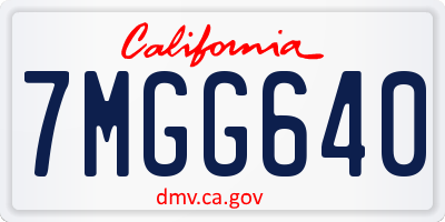 CA license plate 7MGG640