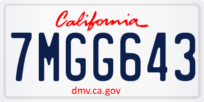 CA license plate 7MGG643