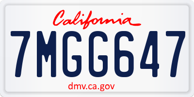 CA license plate 7MGG647
