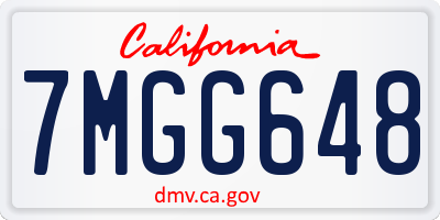 CA license plate 7MGG648