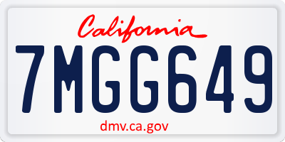 CA license plate 7MGG649