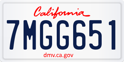 CA license plate 7MGG651