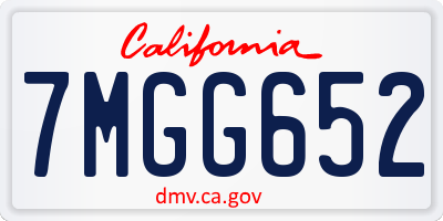 CA license plate 7MGG652