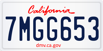 CA license plate 7MGG653