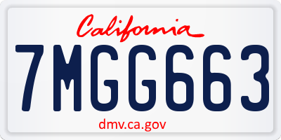 CA license plate 7MGG663