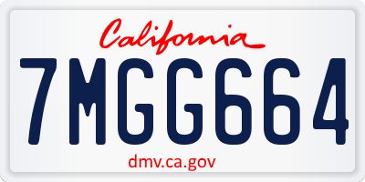 CA license plate 7MGG664