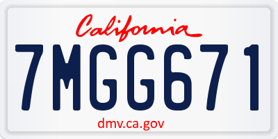 CA license plate 7MGG671