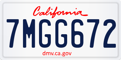 CA license plate 7MGG672