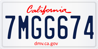 CA license plate 7MGG674