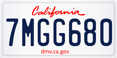 CA license plate 7MGG680