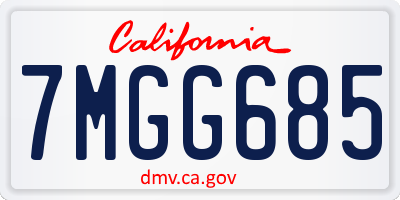 CA license plate 7MGG685
