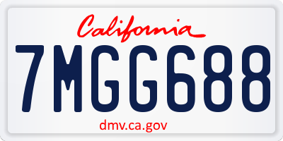 CA license plate 7MGG688