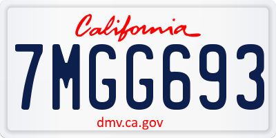CA license plate 7MGG693