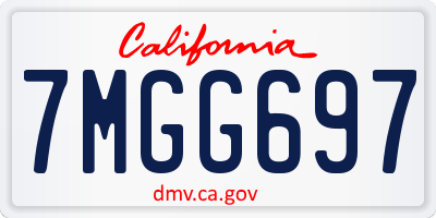 CA license plate 7MGG697