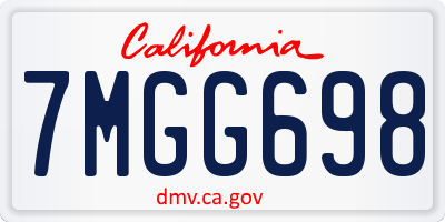 CA license plate 7MGG698