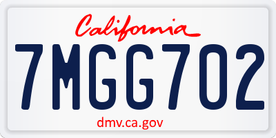 CA license plate 7MGG702