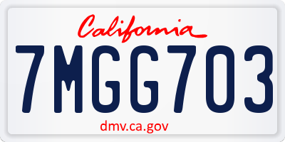 CA license plate 7MGG703