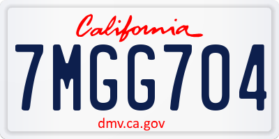 CA license plate 7MGG704