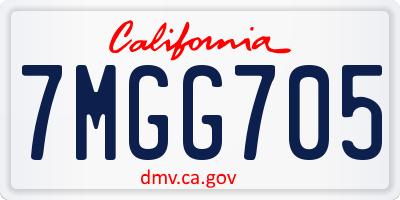 CA license plate 7MGG705