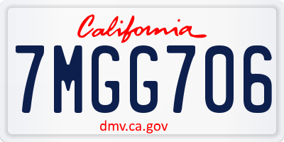 CA license plate 7MGG706