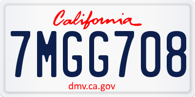 CA license plate 7MGG708