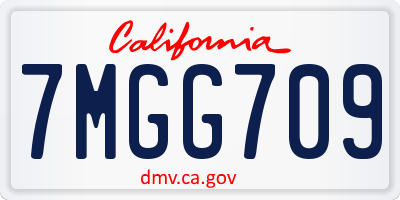 CA license plate 7MGG709