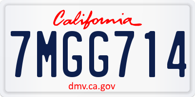 CA license plate 7MGG714