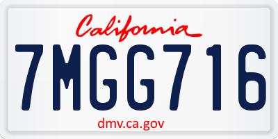 CA license plate 7MGG716
