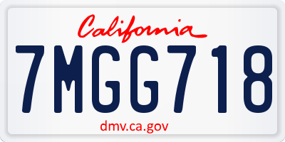 CA license plate 7MGG718