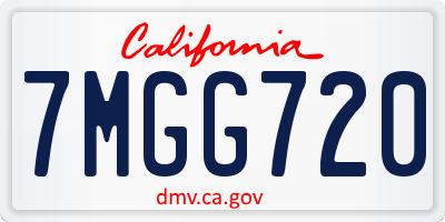 CA license plate 7MGG720