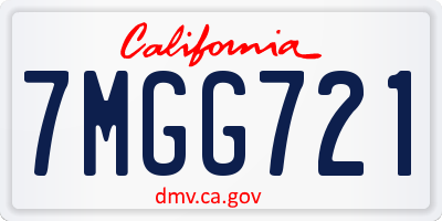 CA license plate 7MGG721