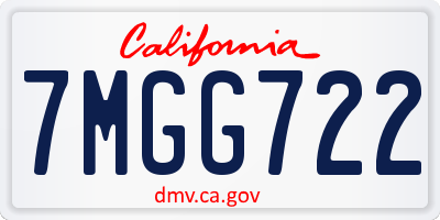 CA license plate 7MGG722
