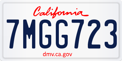 CA license plate 7MGG723