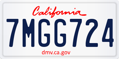 CA license plate 7MGG724