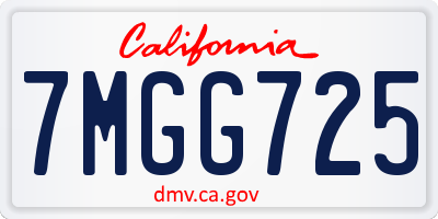 CA license plate 7MGG725