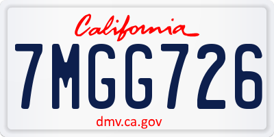 CA license plate 7MGG726