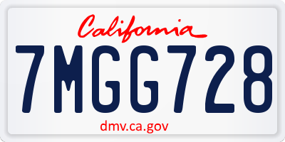 CA license plate 7MGG728