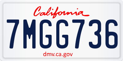 CA license plate 7MGG736