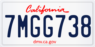 CA license plate 7MGG738