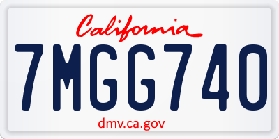 CA license plate 7MGG740