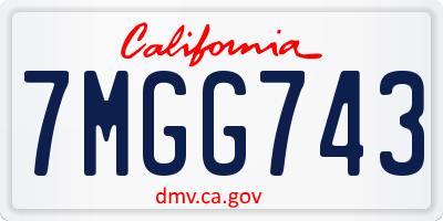 CA license plate 7MGG743