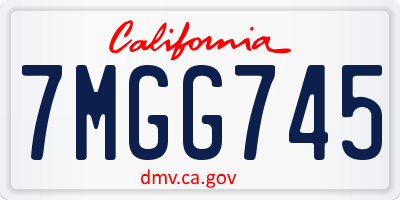 CA license plate 7MGG745